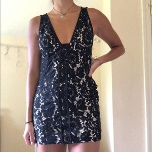 Tobi lace overlay mini dress